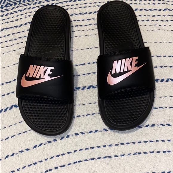 Nike Shoes - rose gold nike slides